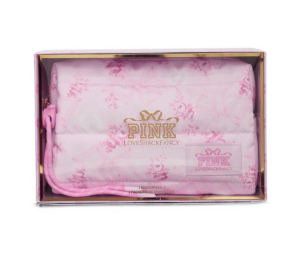 Victoria’s Secret PINK x Loveshack Fancy Quilted Makeup Bag “Beaux Icons” Print